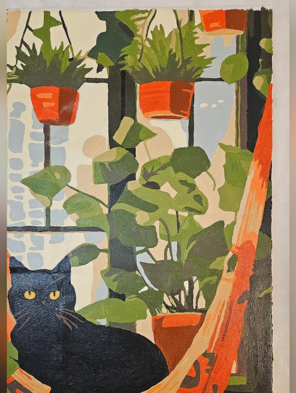 Hand Painted Black Cat in Hammock Canvas Art - Picture 5 of 7
